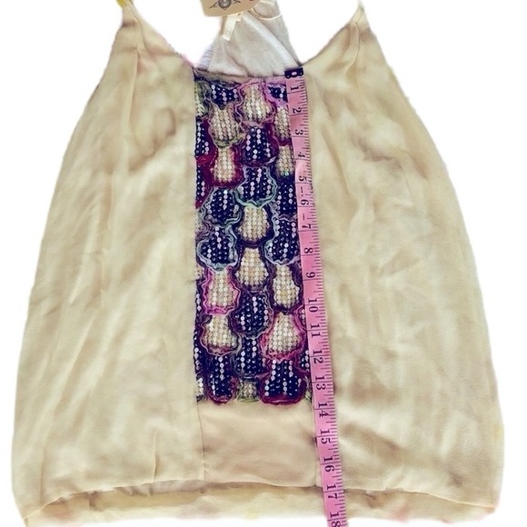 Upcycled Burning Torch Silk and Sequin Vintage Halter Top with Leather Straps - Picture 10 of 16